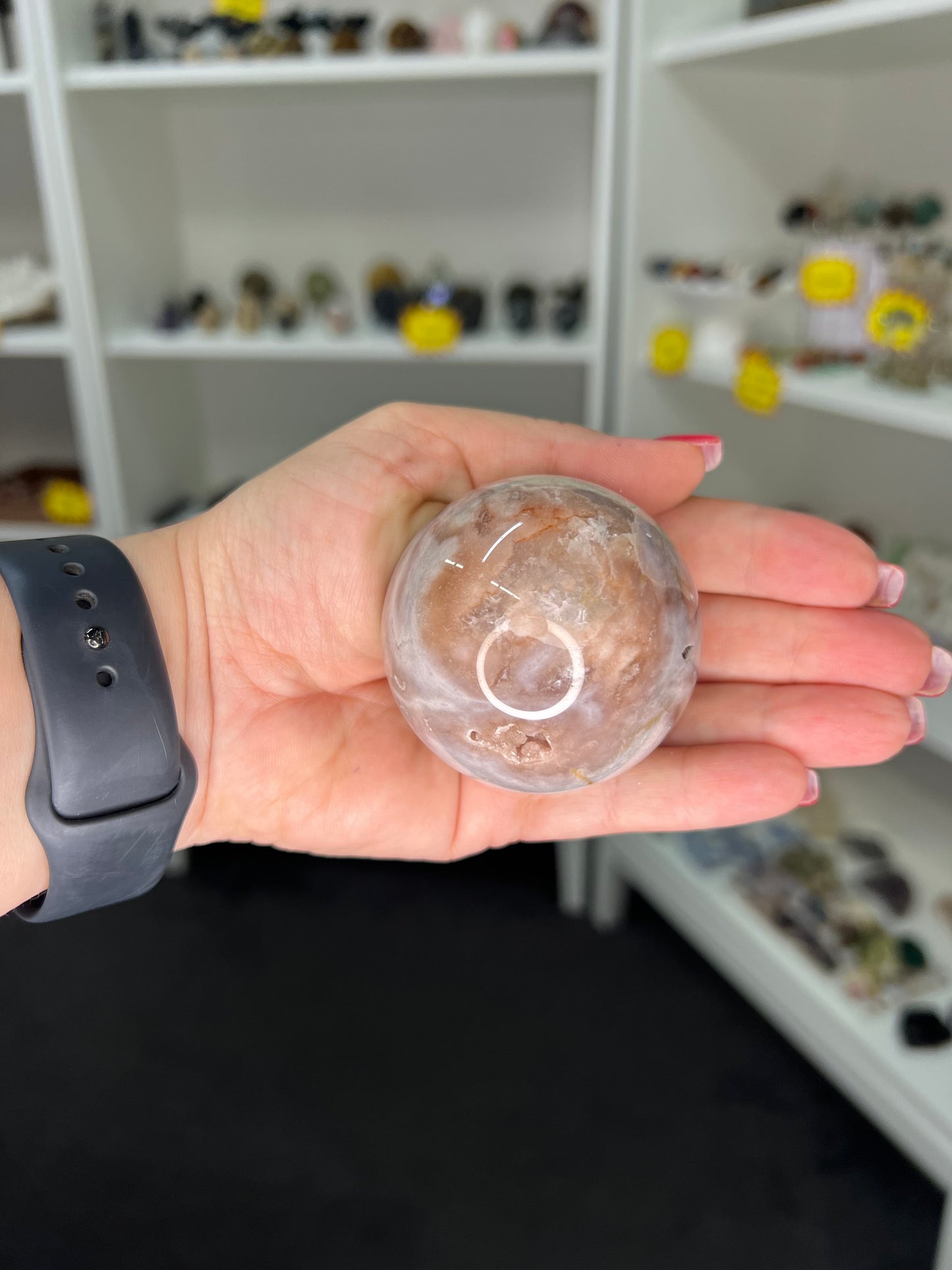 Amethyst x Flower Agate Sphere on Stand