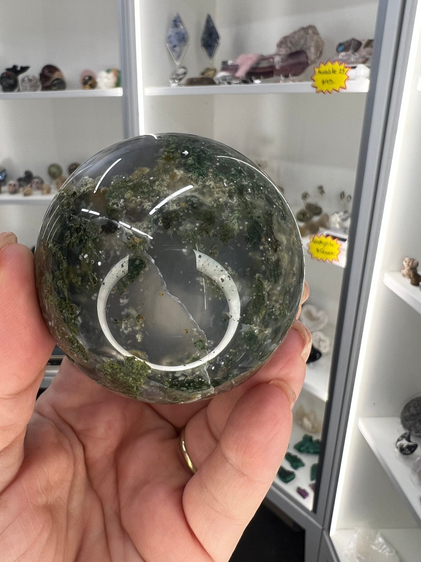 Moss Agate Sphere with Stand