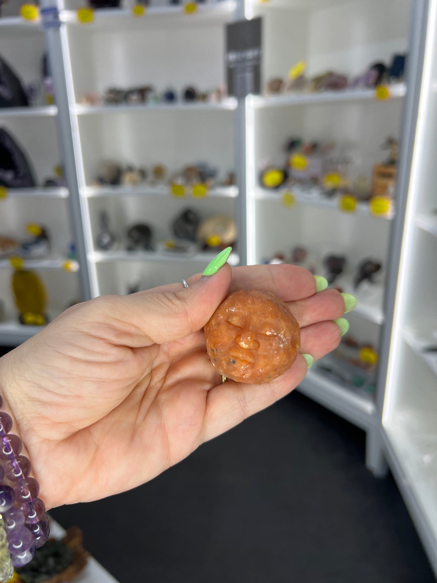 Sunstone Moon Face Sphere on Stand