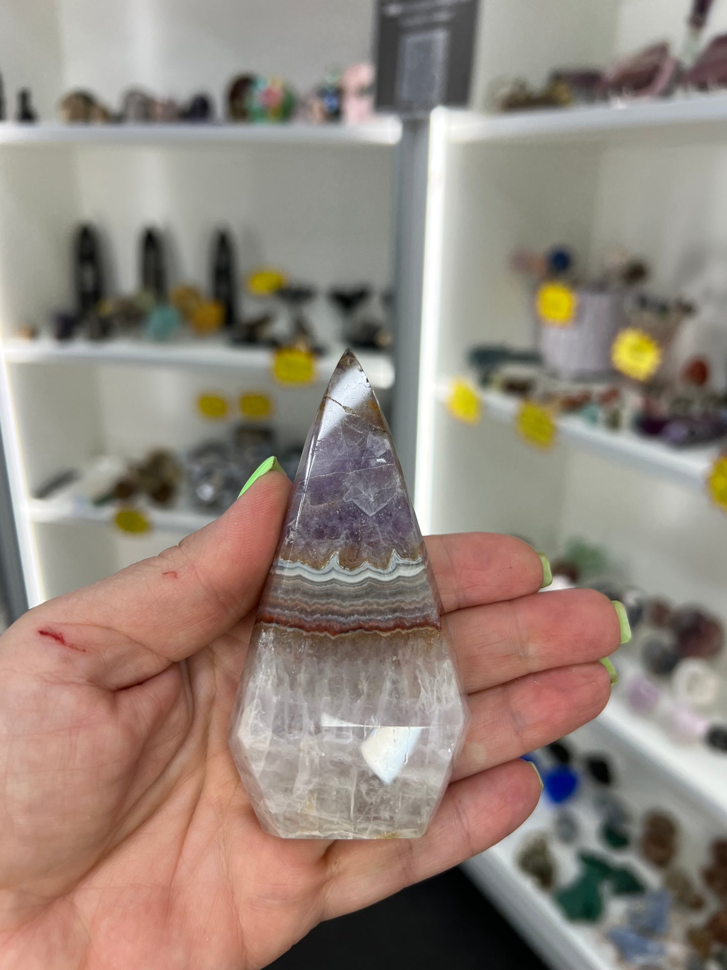 Amethyst x Banded Agate Faceted Freeform