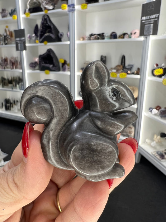 Silver Sheen Obsidian Squirrel