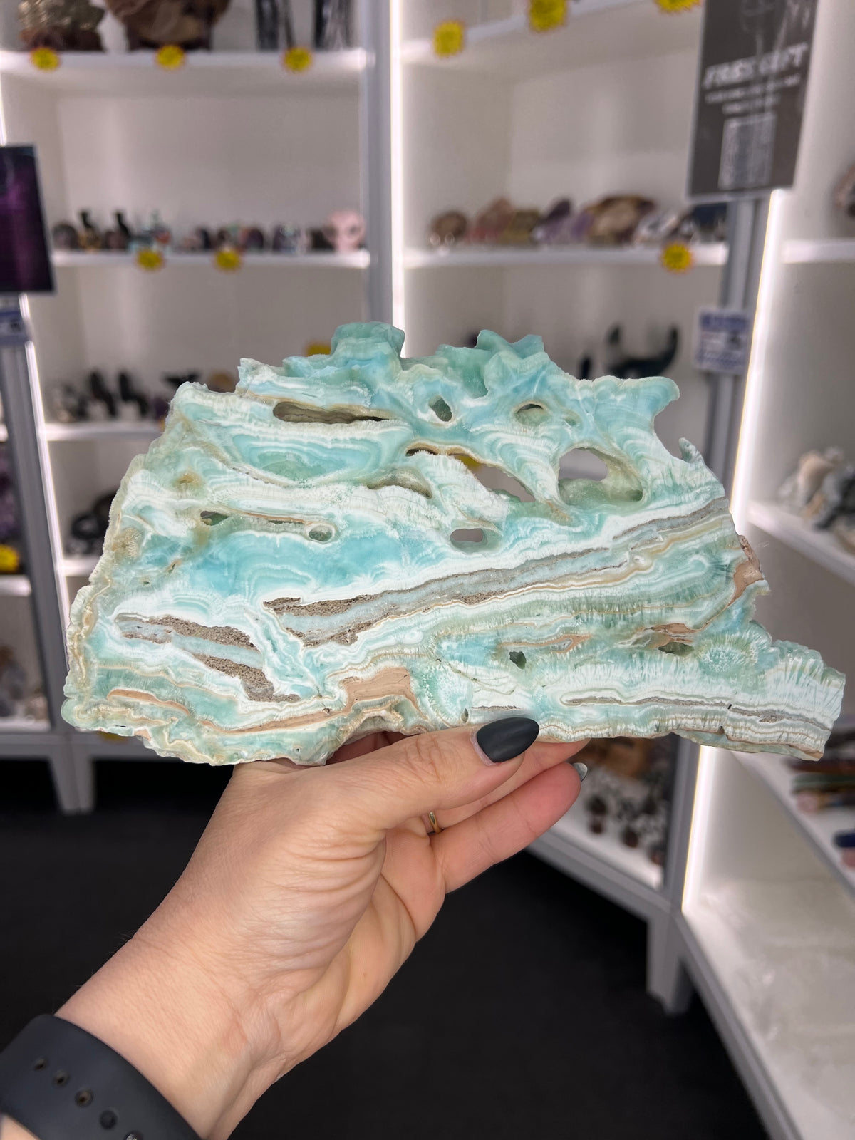 Hemimorphite Slab with Stand