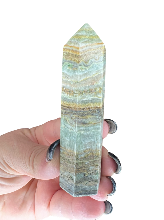 Banded Pistachio Calcite Tower
