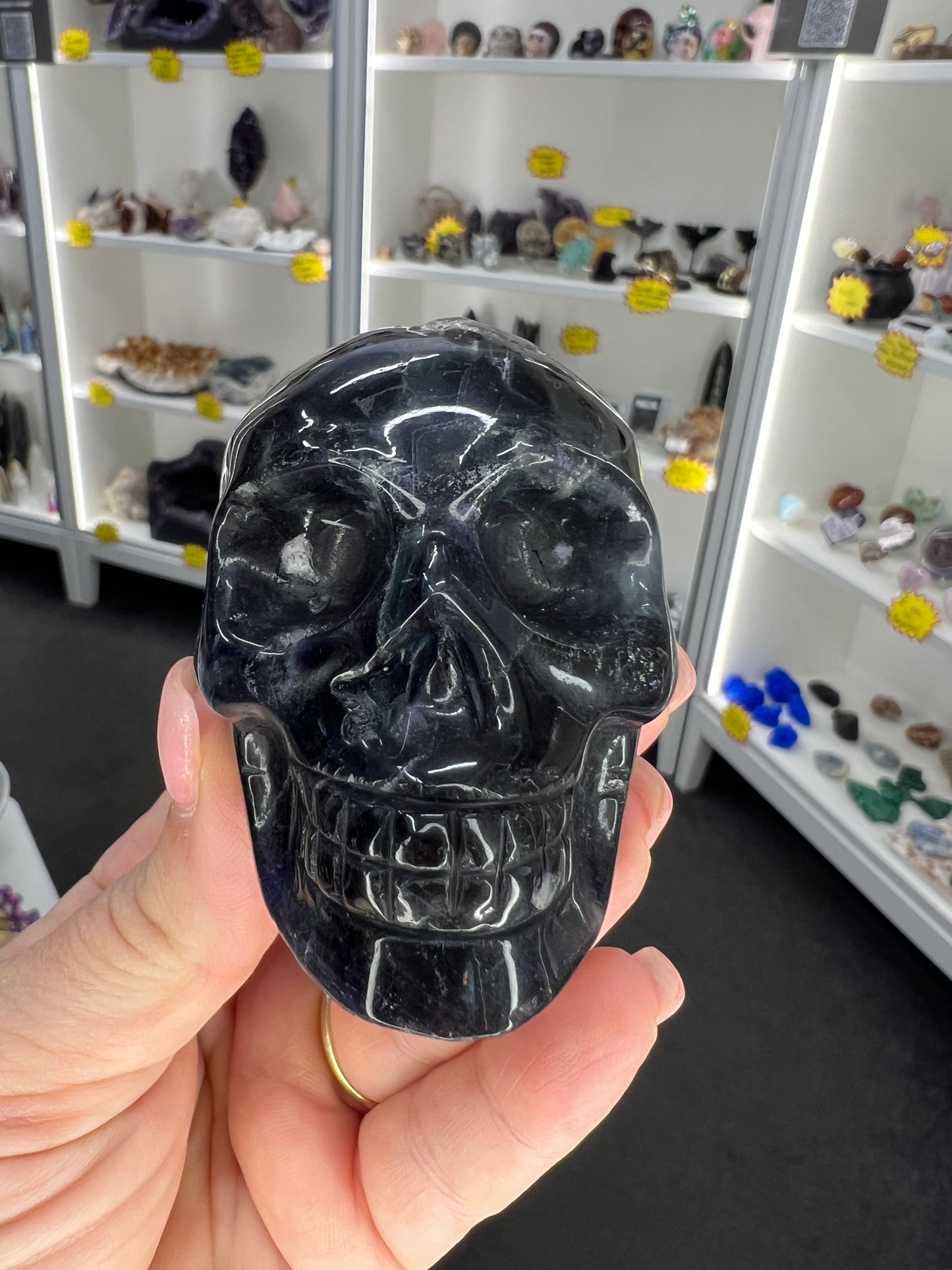 Black Fluorite Skull (UV Reactive)