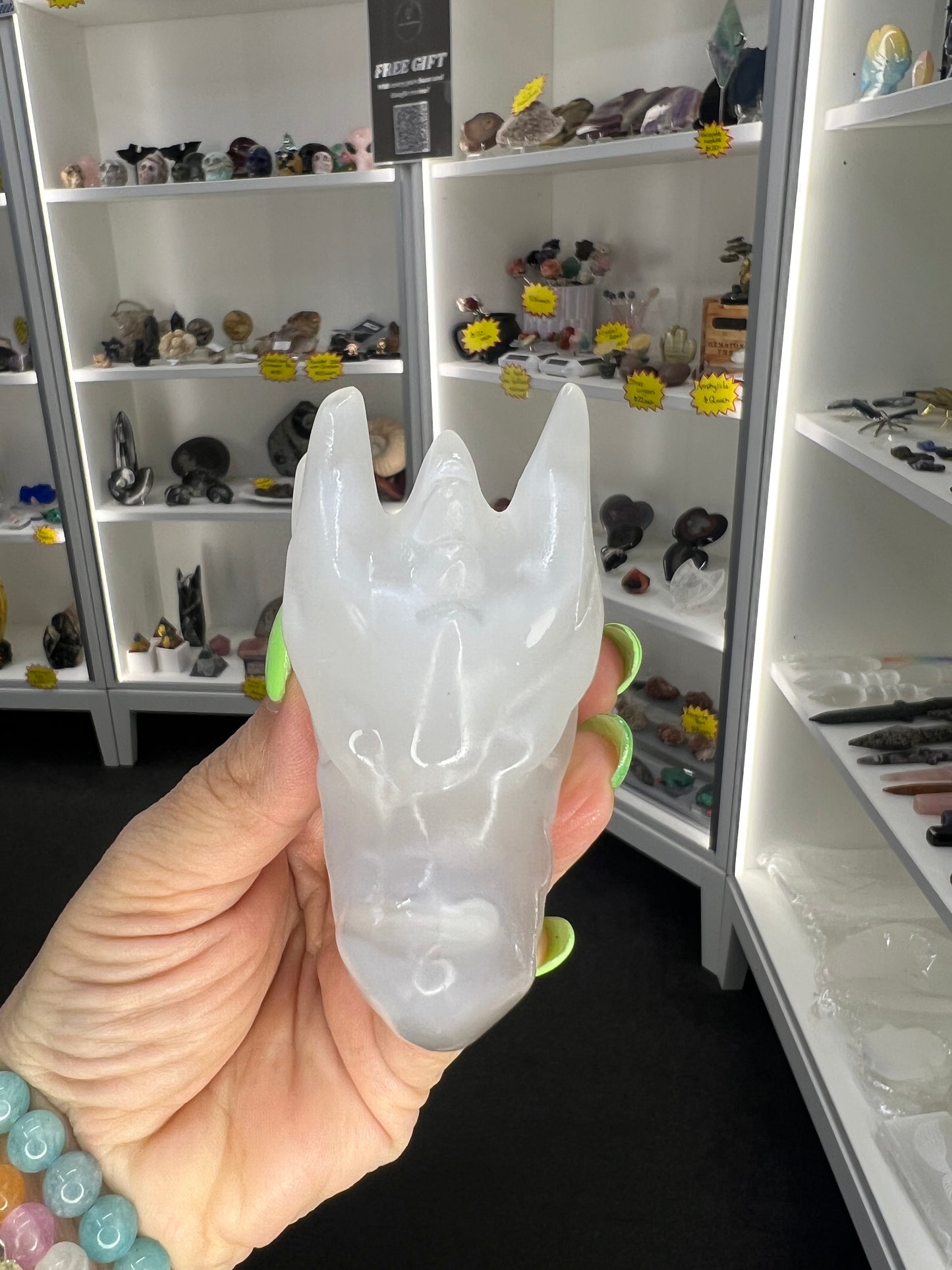 Selenite Dragon Head