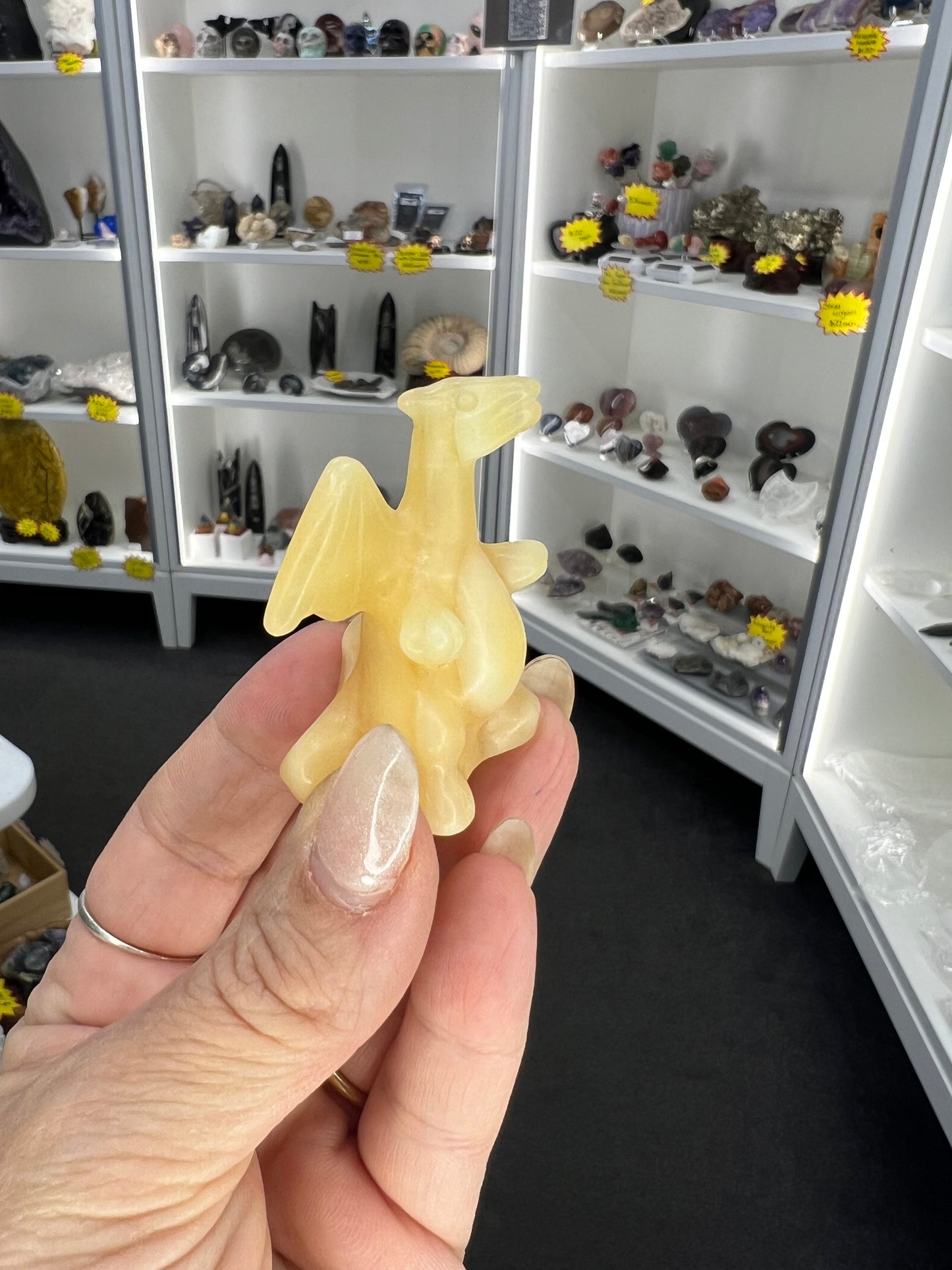 Yellow Calcite Character Carving