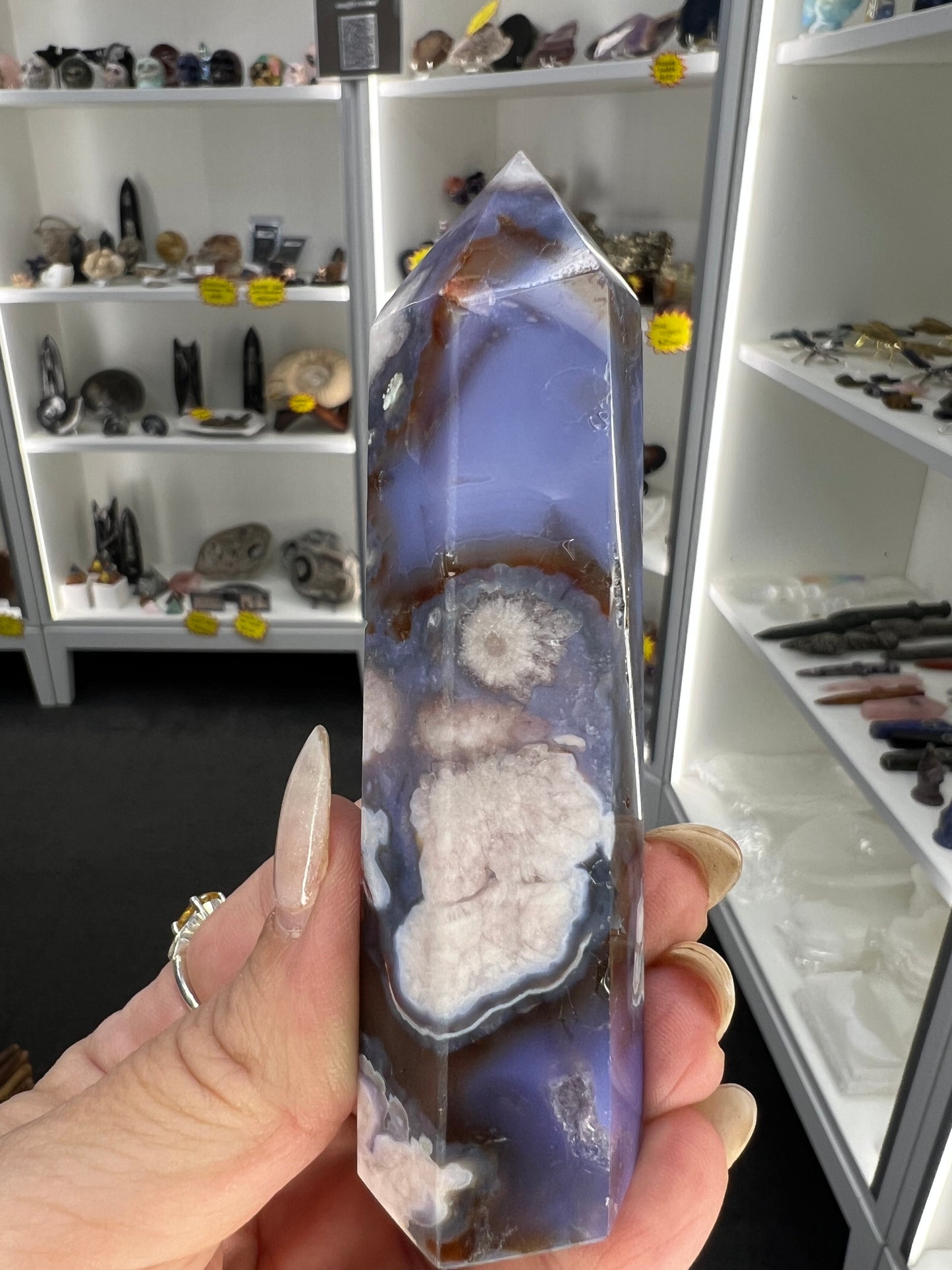 Blue Flower Agate Tower