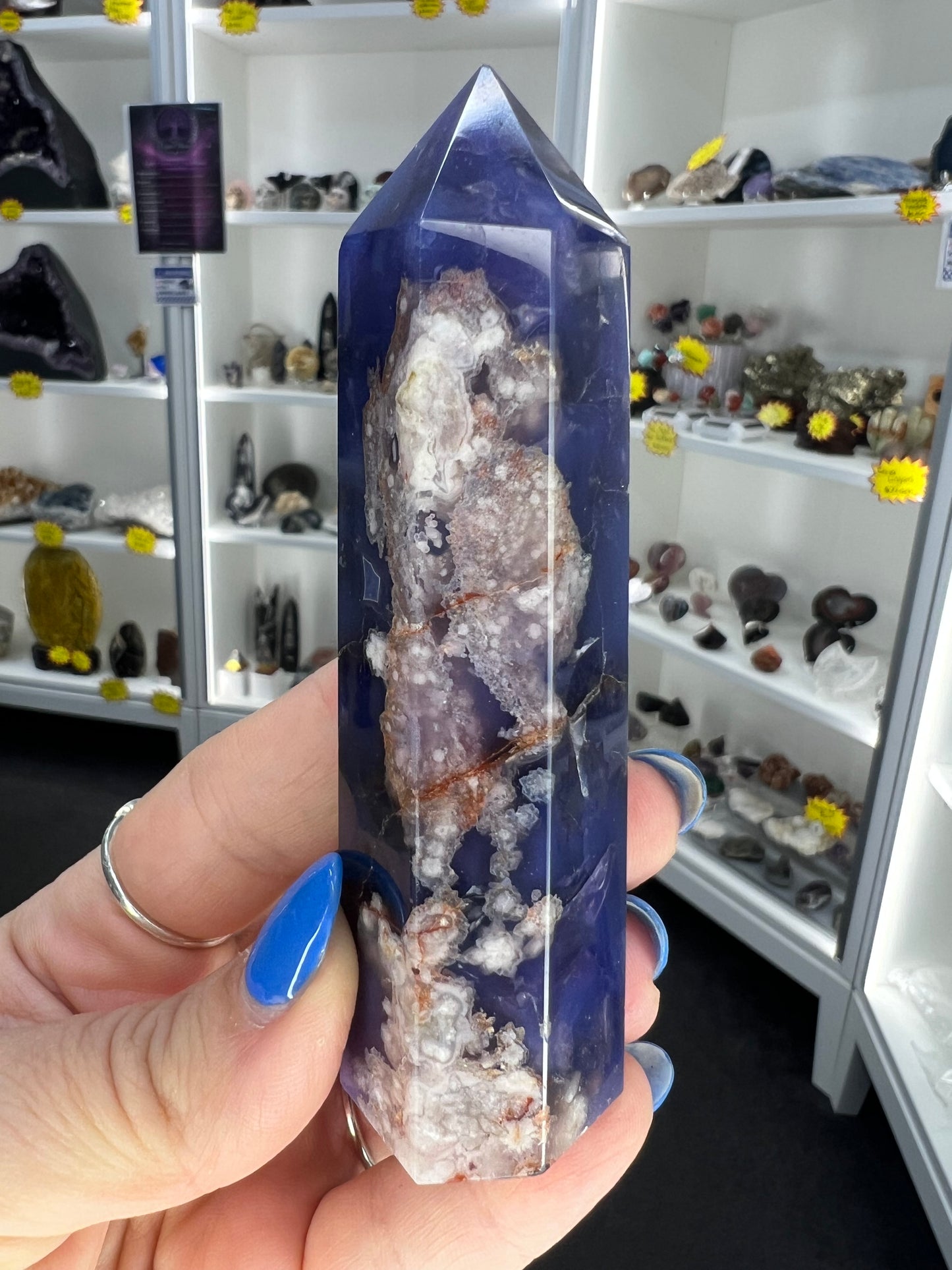 Blue Flower Agate Tower