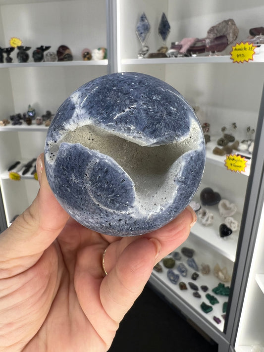 Blue Coral Jade Sphere on Stand