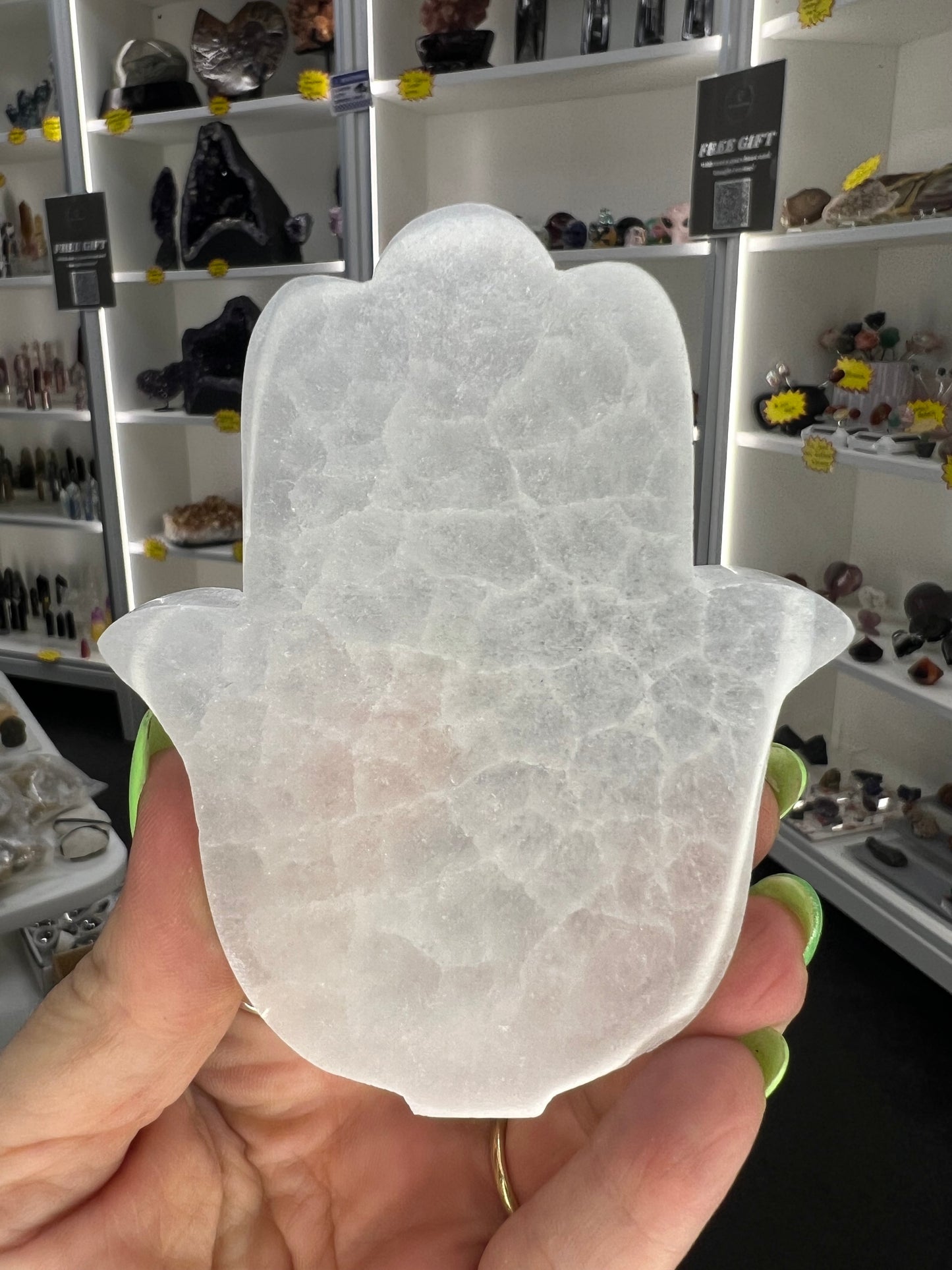 Selenite Hamsa Charging Plate