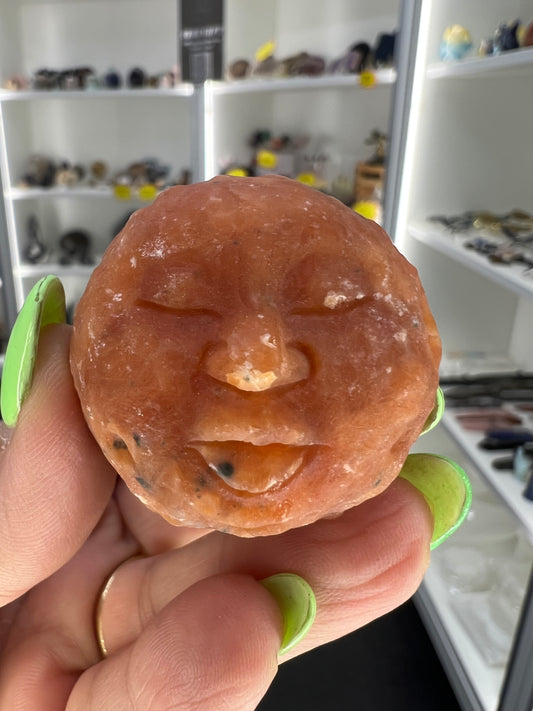 Sunstone Moon Face Sphere on Stand