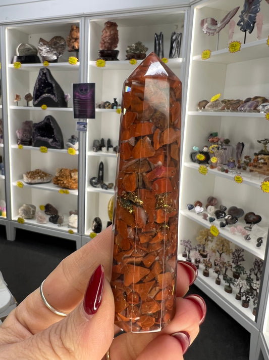Red Jasper Organite Tower