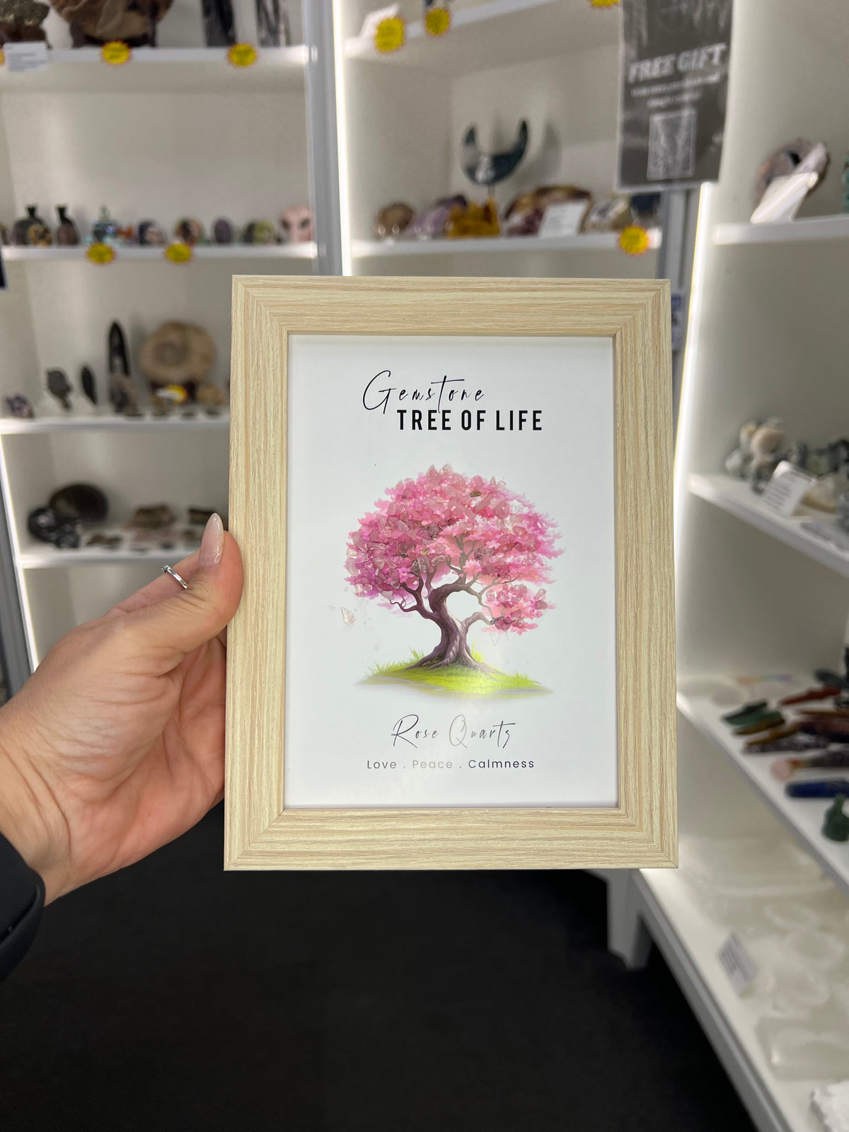 Rose Quartz Chip Tree Frame
