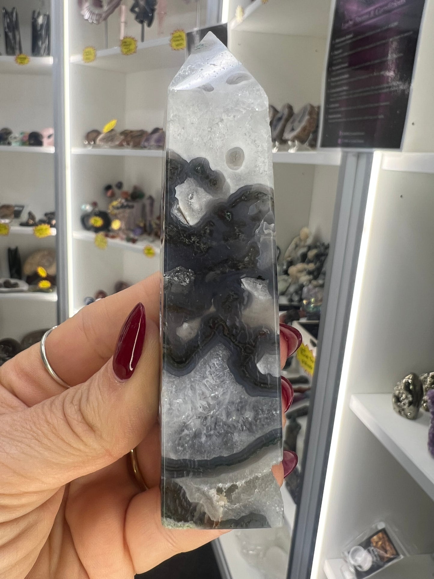 Moss Agate Druzy Tower