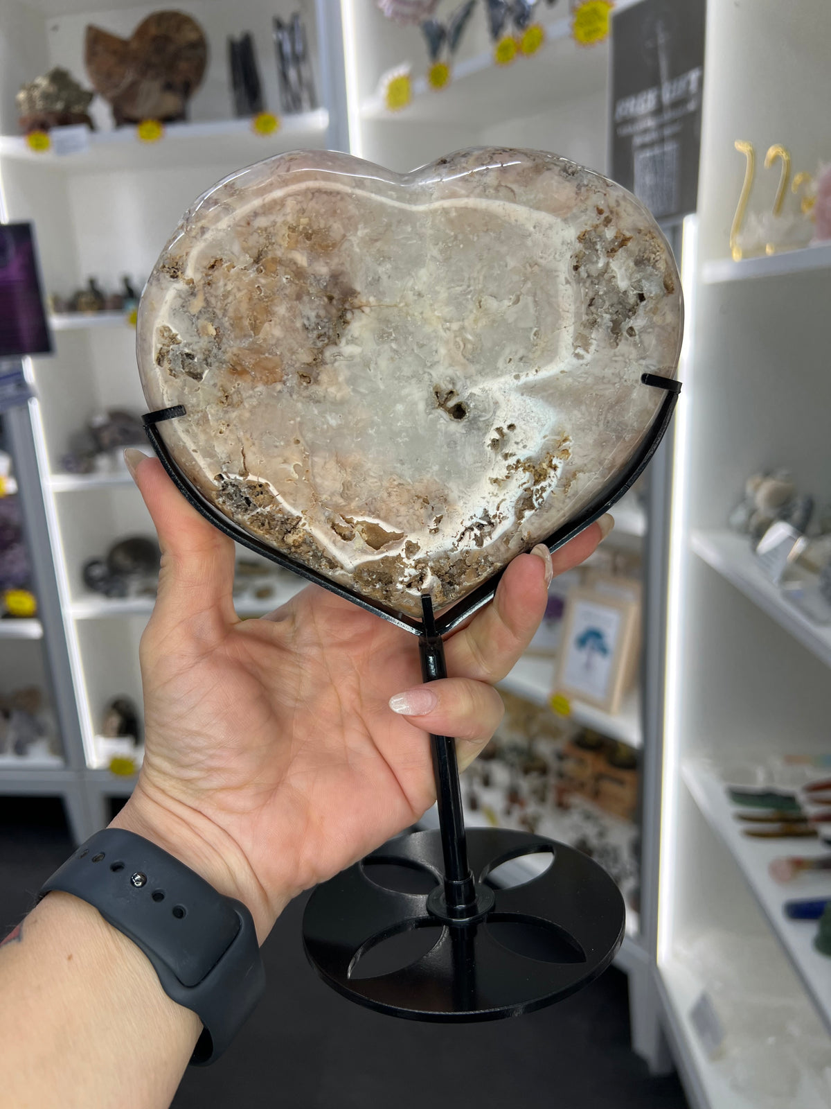 Pink Amethyst Heart on Stand