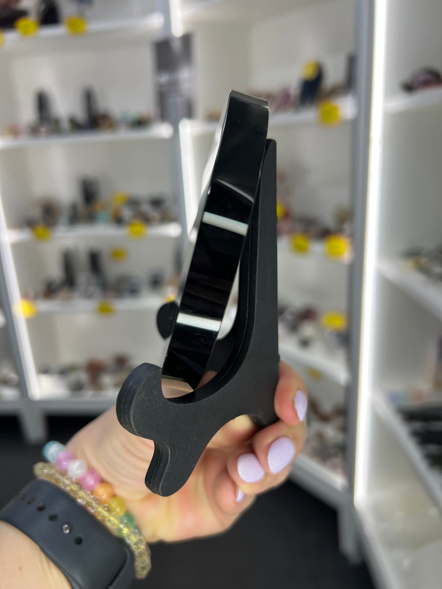 Black Obsidian Mirror on Stand