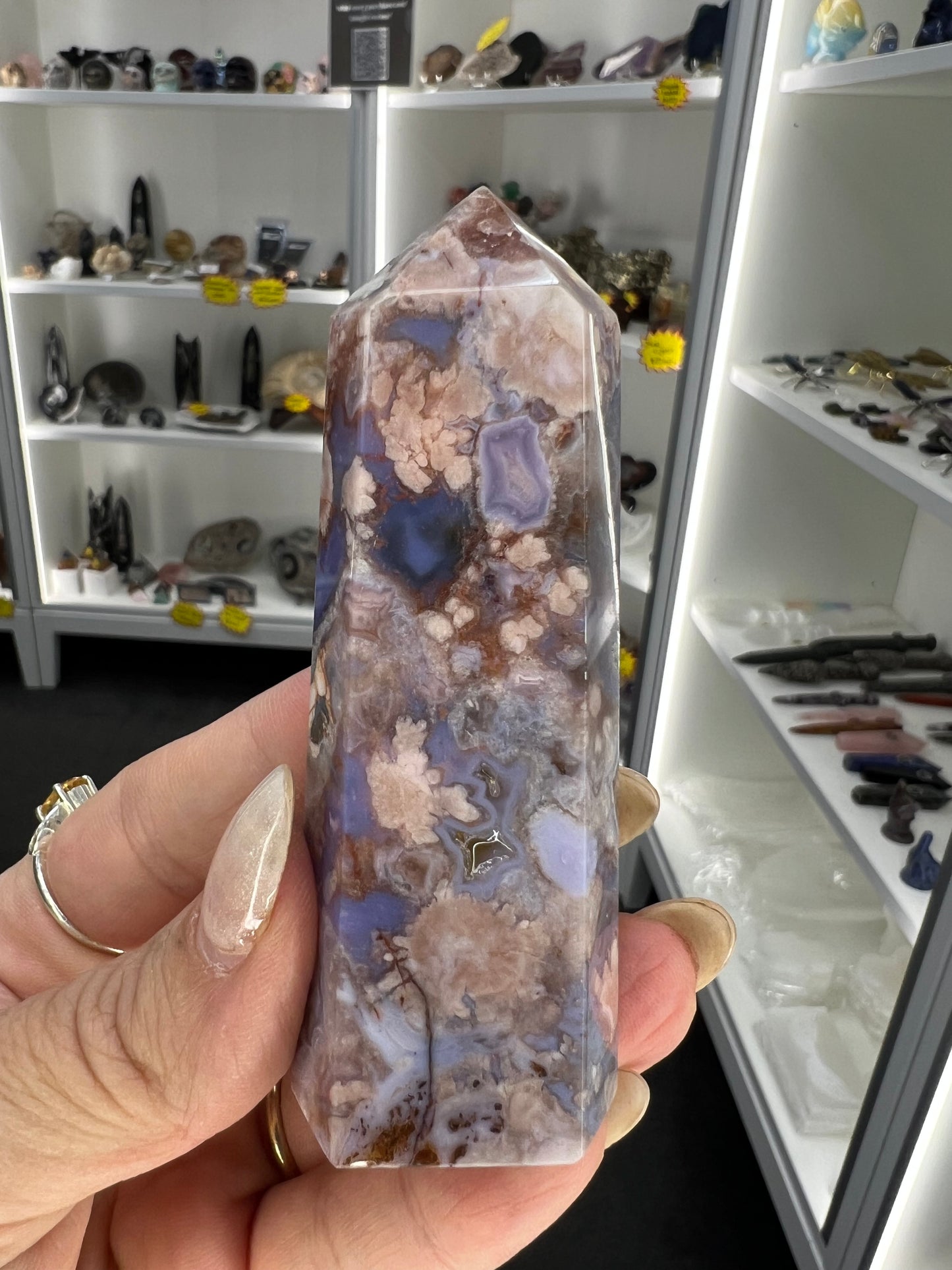 Blue Flower Agate Tower