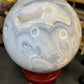 Huge Blue Moss Agate Sphere with Rotating Stand
