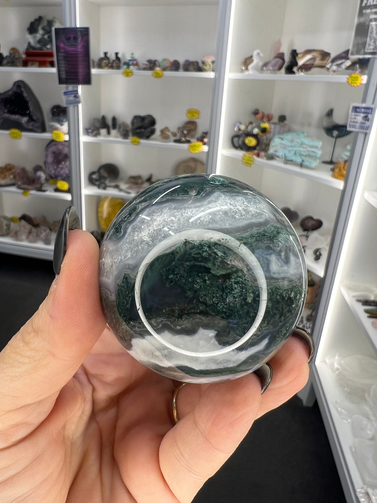 Moss Agate Sphere with Stand