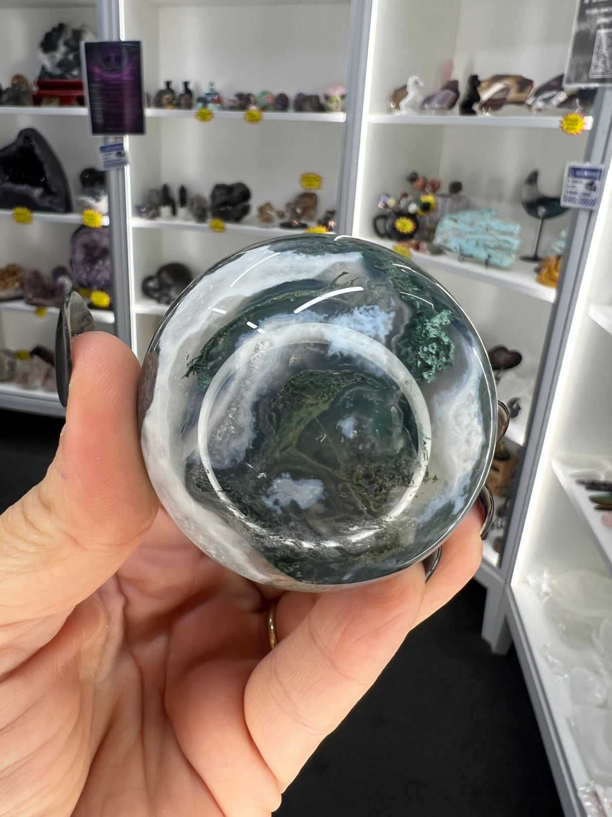 Moss Agate Sphere with Stand