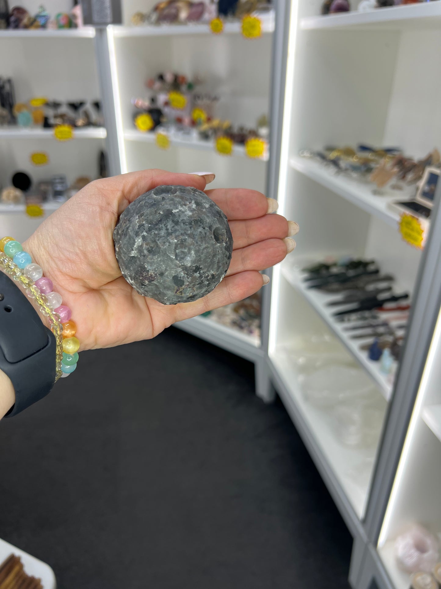 Yooperlite Moon Sphere with Stand (UV Reactive)