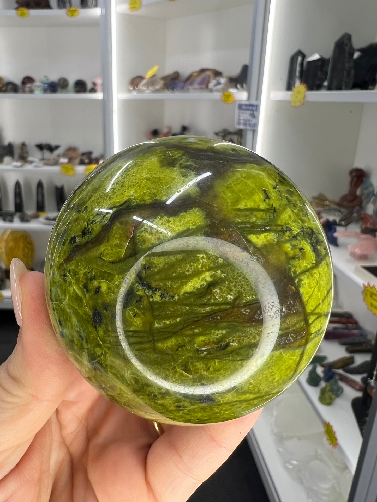 Green Opal Sphere on Stand