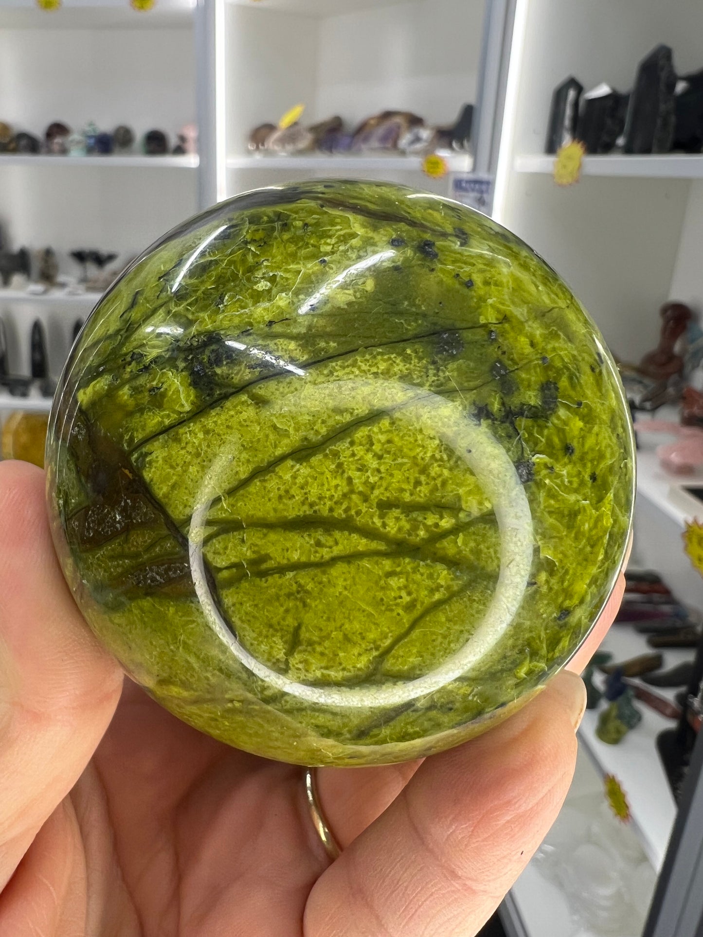 Green Opal Sphere on Stand