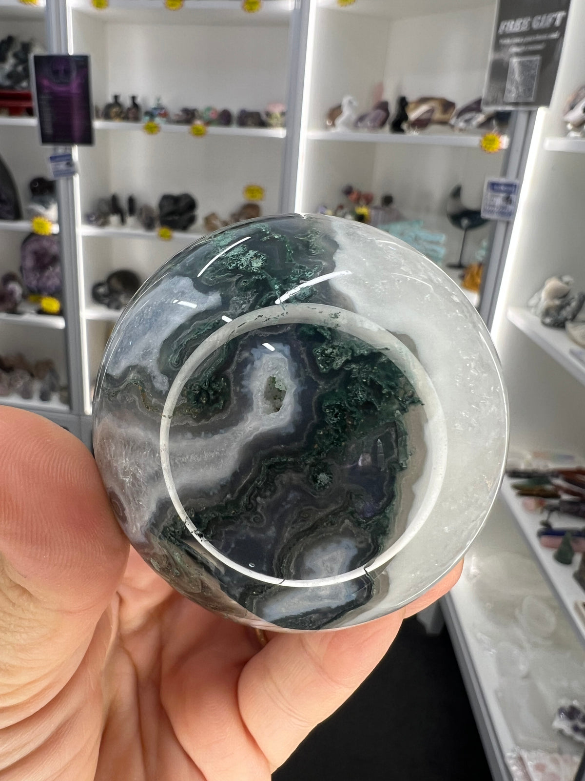 Moss Agate Sphere with Stand
