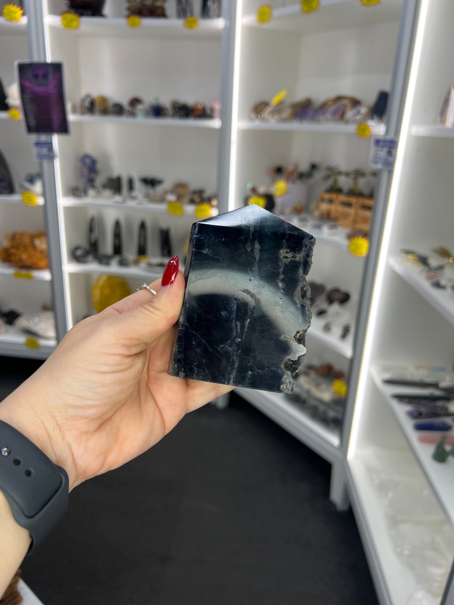 Black Fluorite Slab / Tower (UV Reactive)