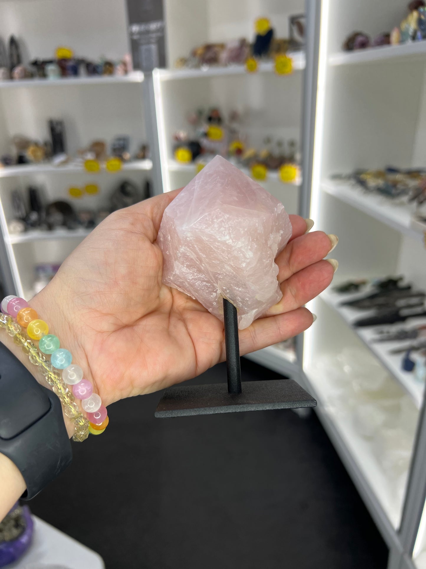 Rose Quartz Point on Stand