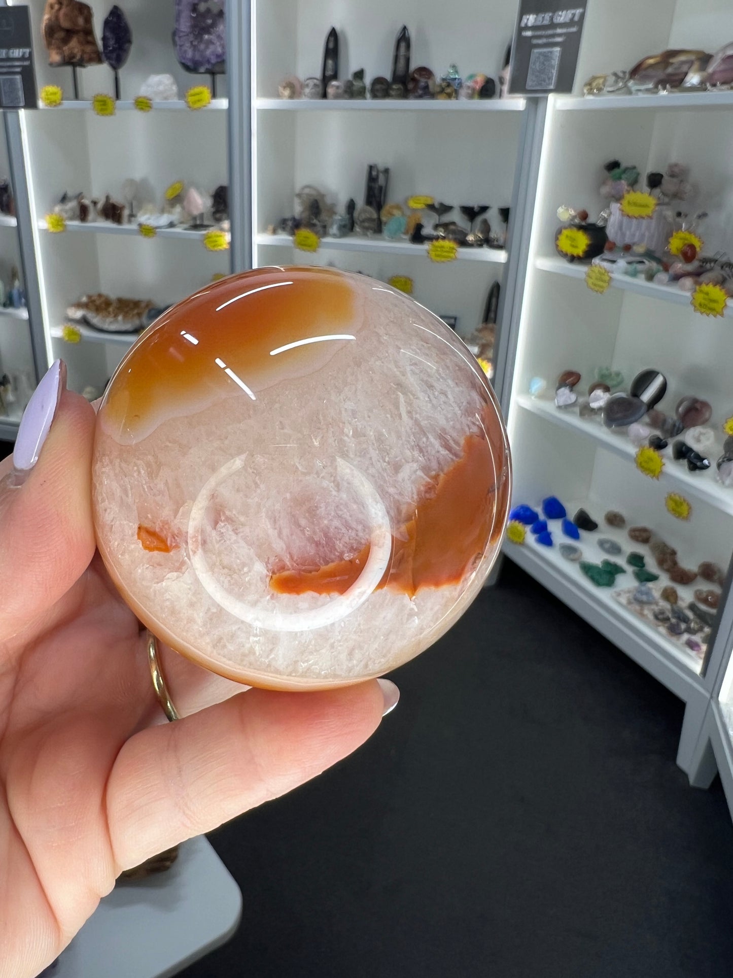 Druzy Carnelian Sphere with Stand