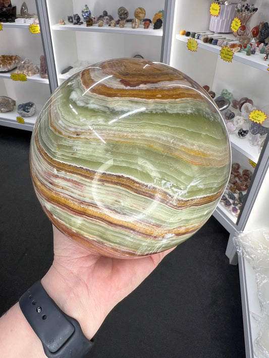 Green Onyx Sphere with Stand