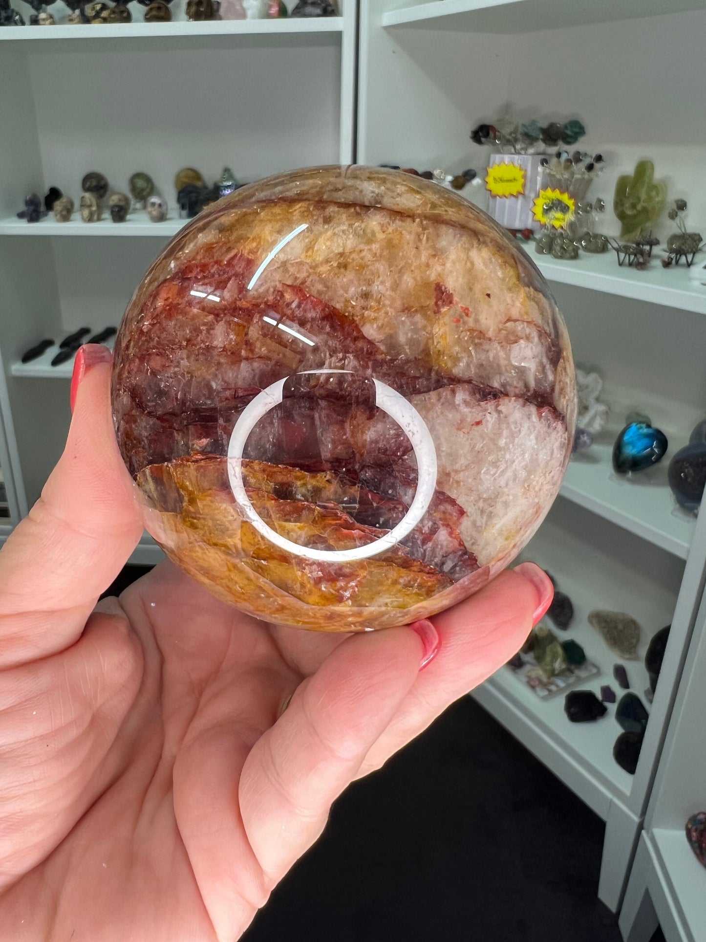 Fire Quartz x Golden Healer Sphere with Stand