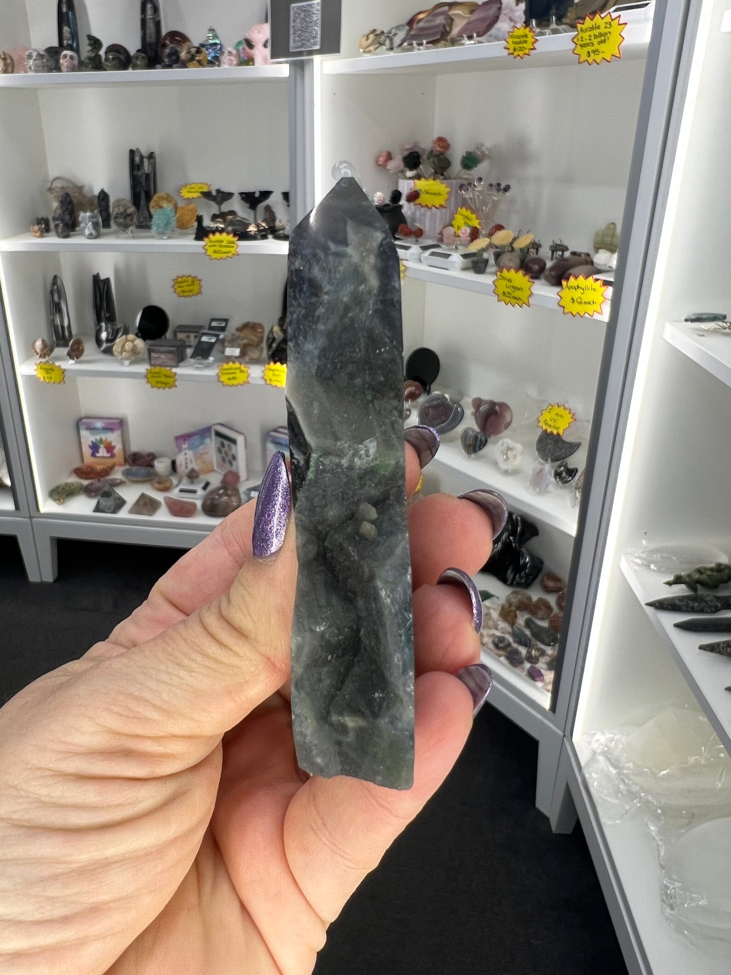 Black Fluorite Tower (UV Reactive)