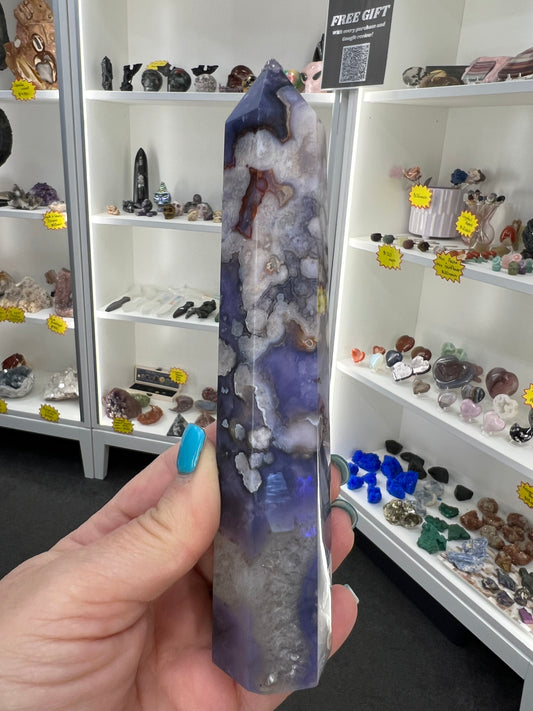 Blue Flower Agate Tower