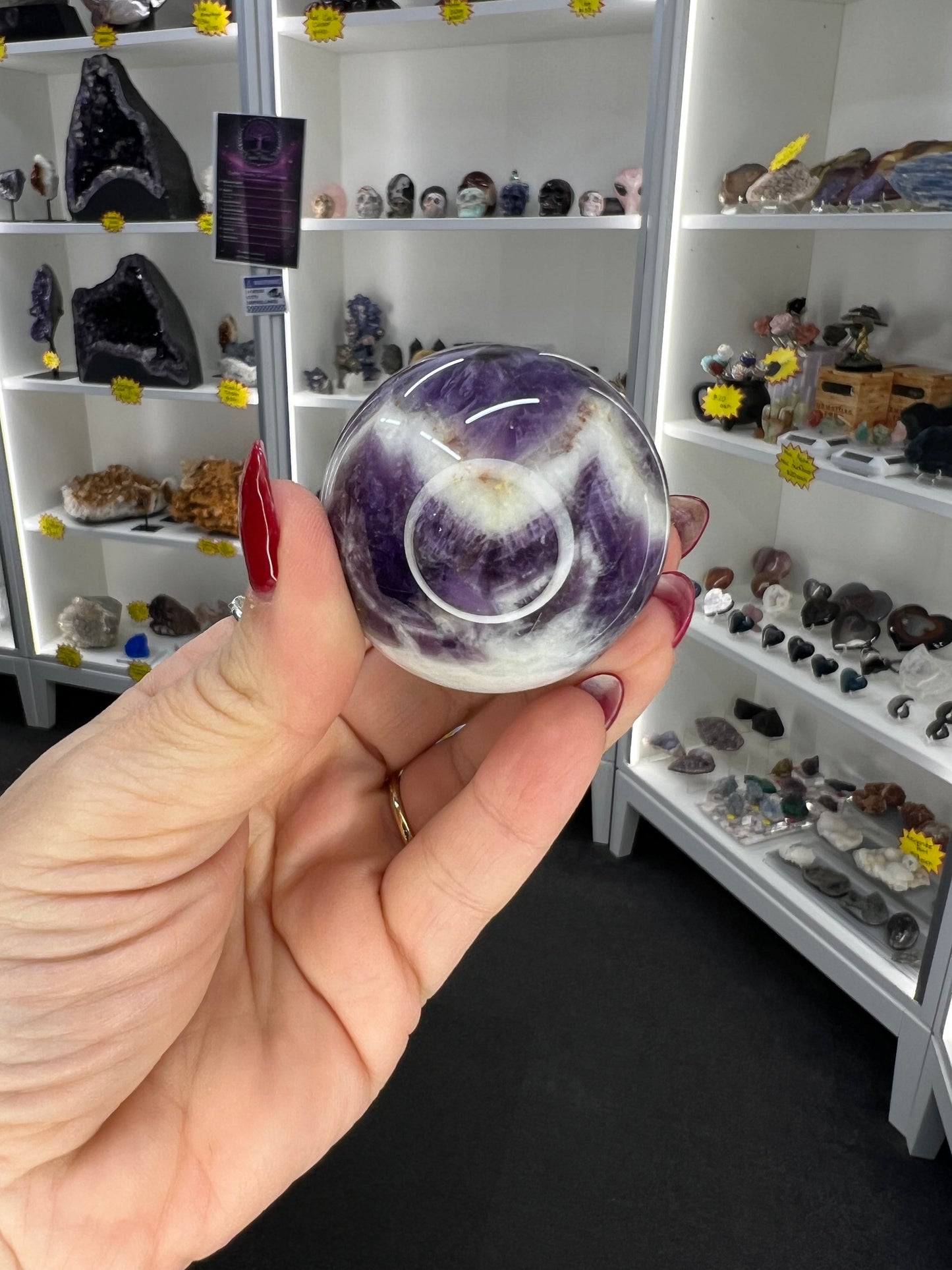 Chevron / Dream Amethyst Sphere with Stand