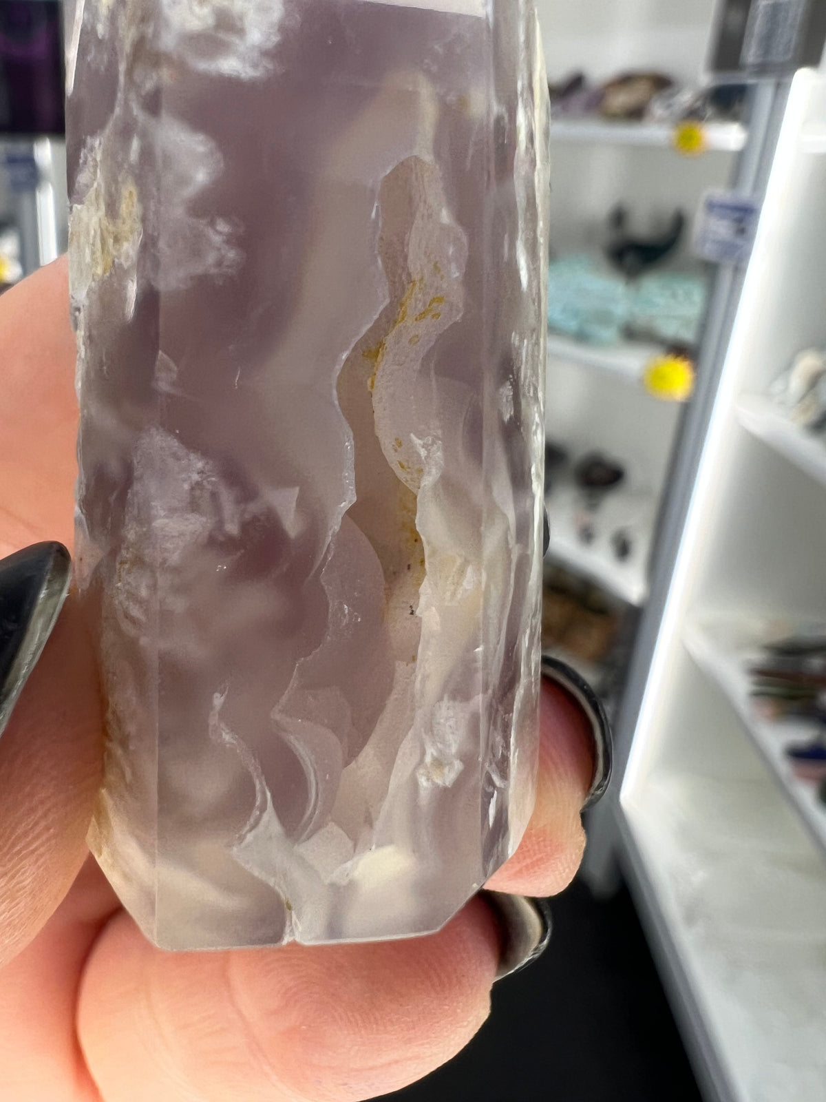 Black Flower Agate Tower