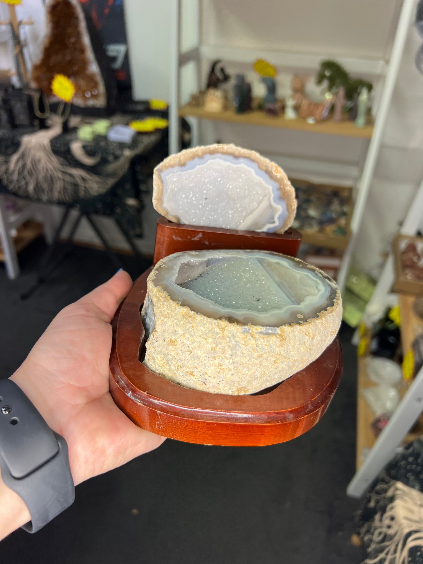 Druzy Agate Jewellery Box on Stand