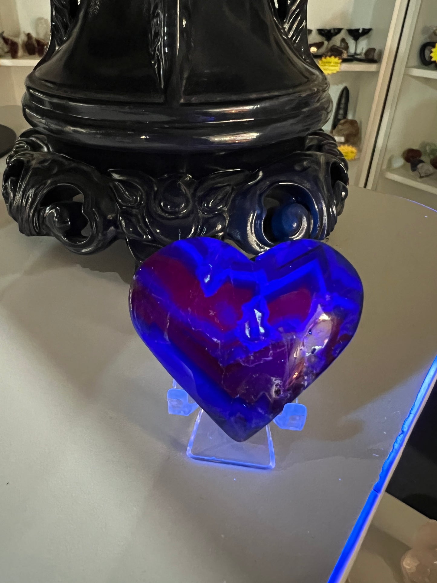 Black Fluorite Heart (UV Reactive)