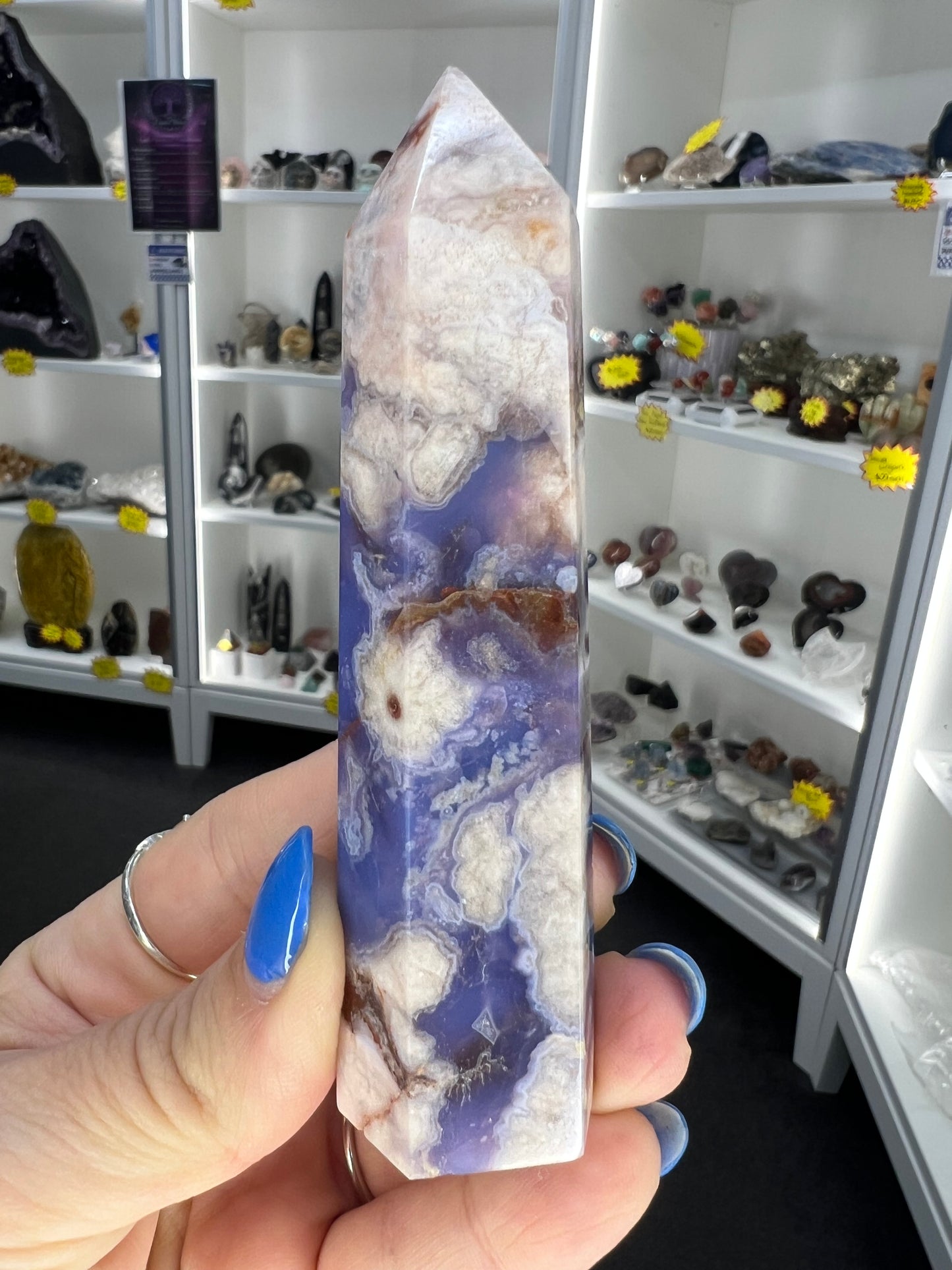 Blue Flower Agate Tower