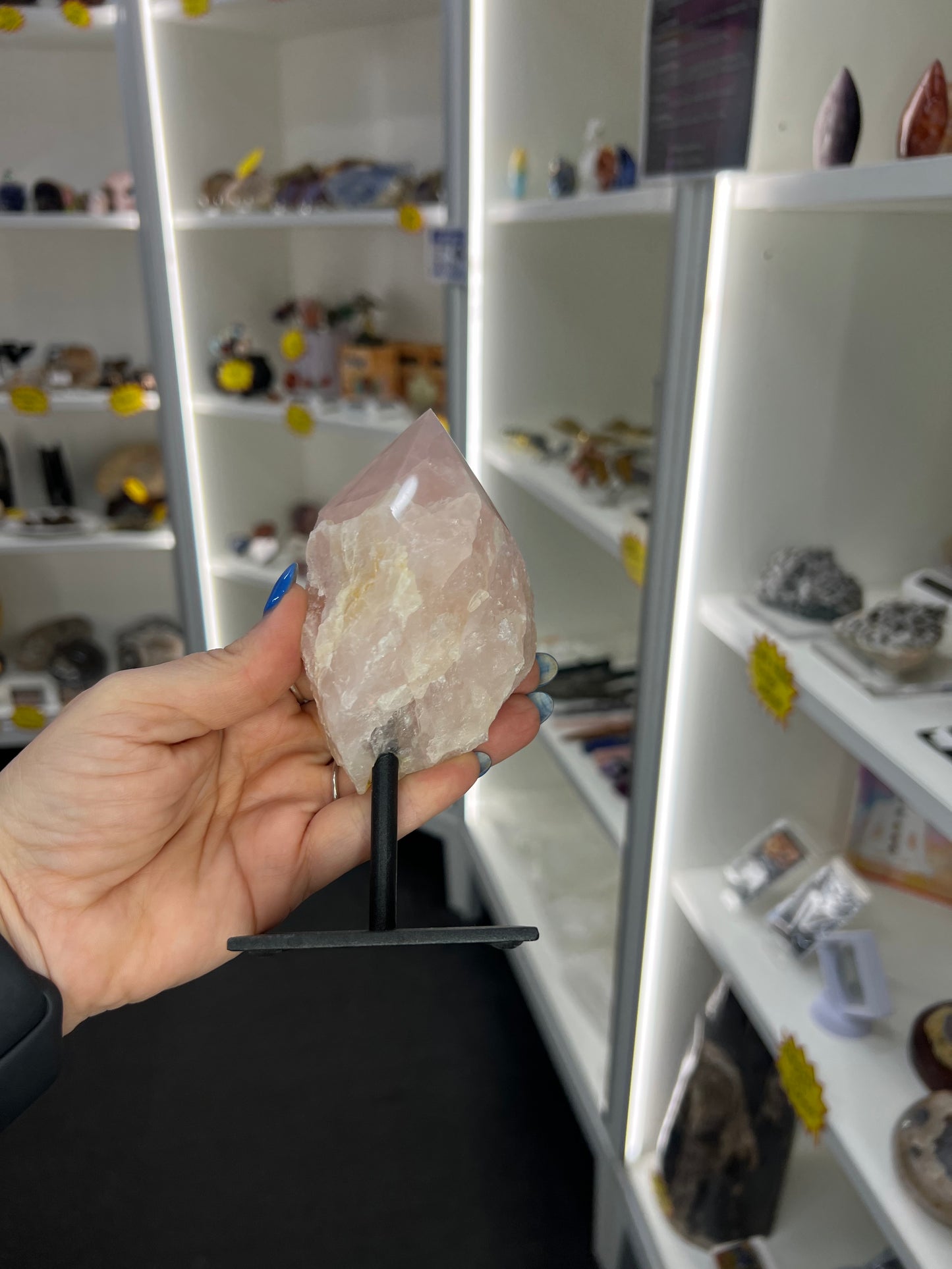 Rose Quartz Point on Stand