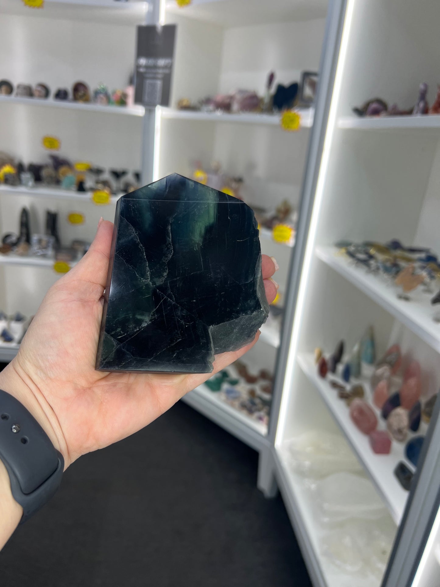 Black Fluorite Tower/Slab (UV Reactive)