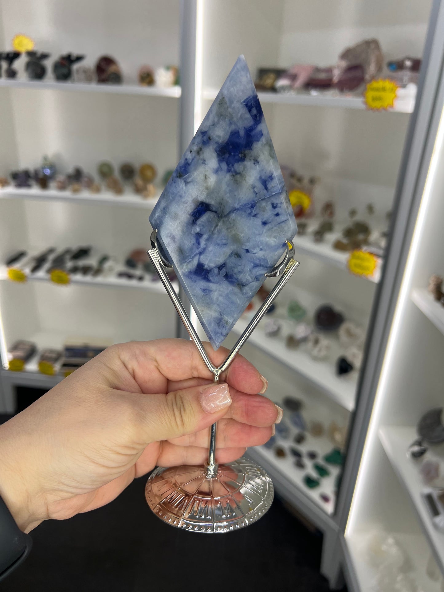 Dumortierite Rhombus on Stand (UV Reactive)