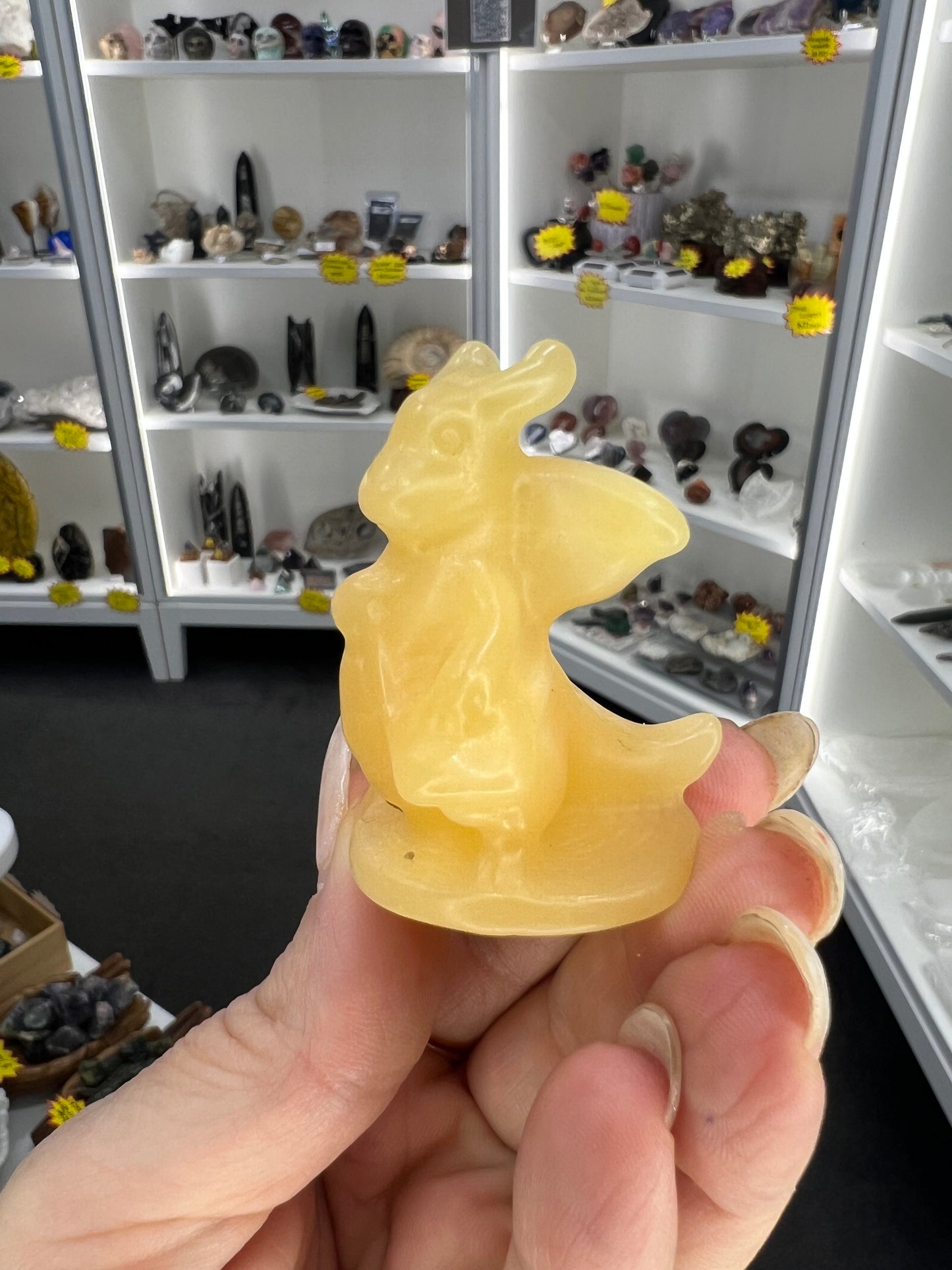 Yellow Calcite Character Carving