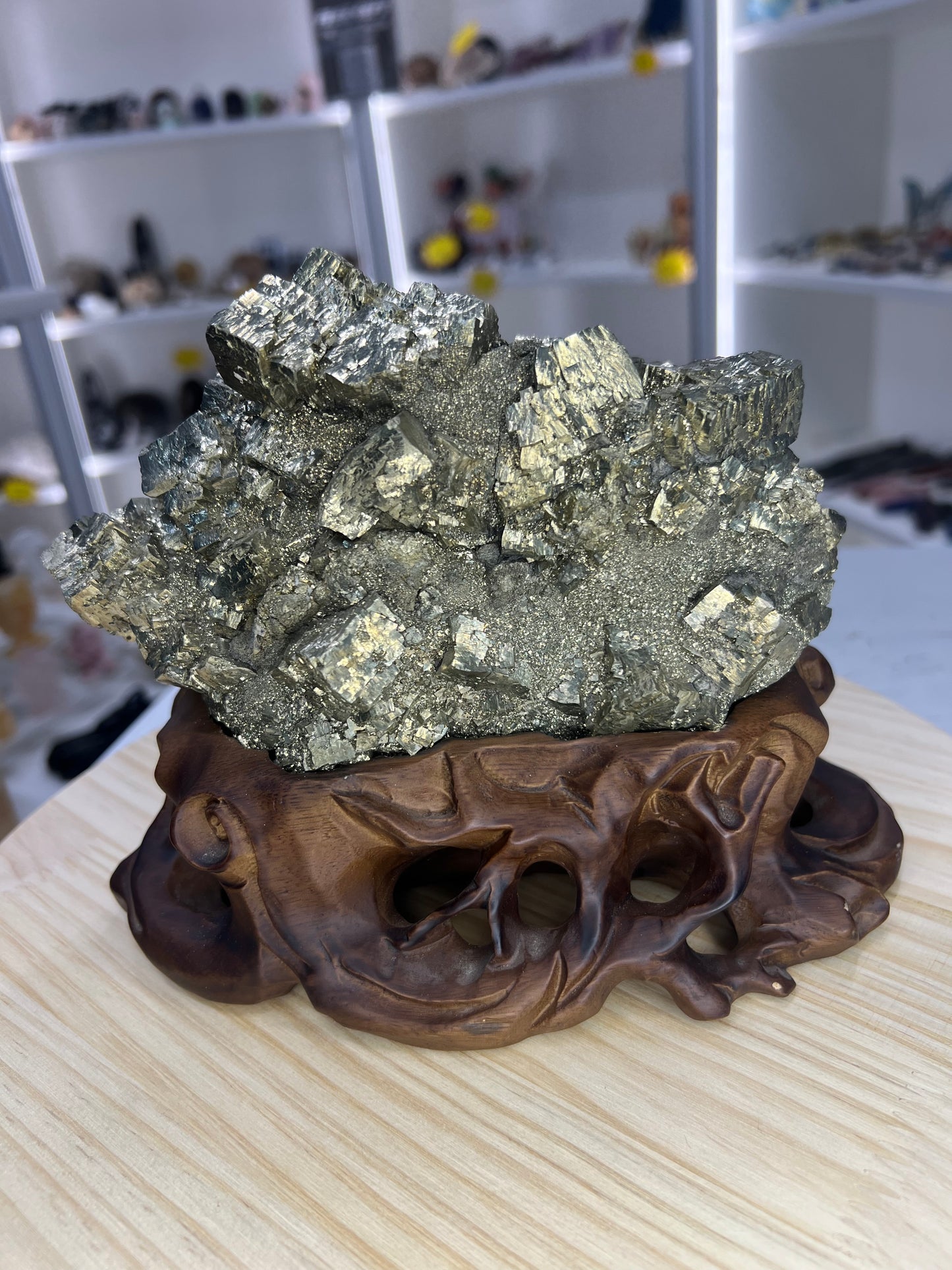 Pyrite Specimen on Custom Stand