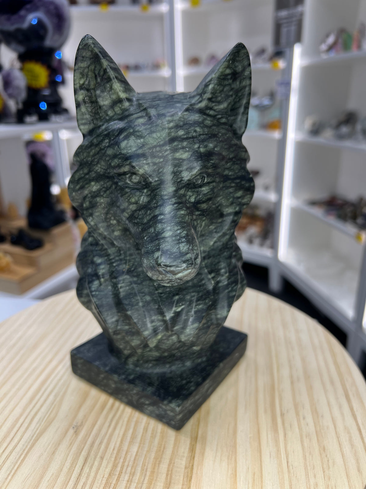 Huge Jade Wolf Head