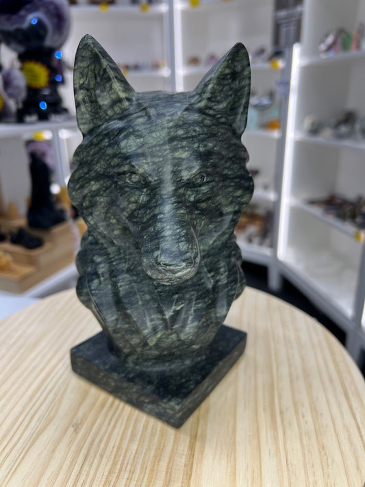 Huge Jade Wolf Head