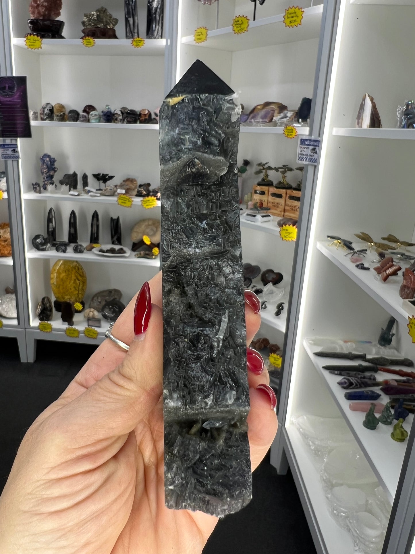 Black Fluorite Slab / Tower (UV Reactive)