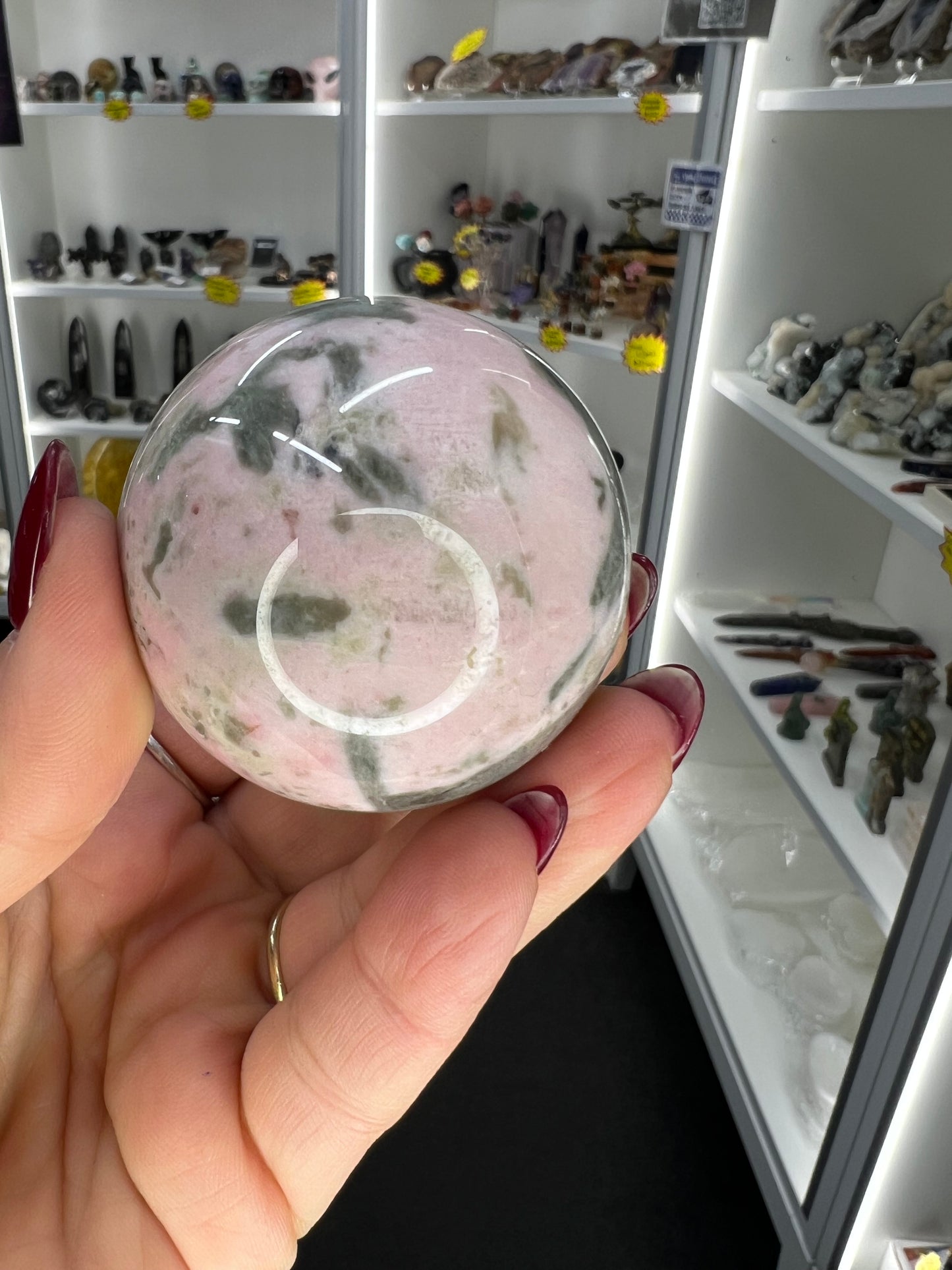 Rhodonite Sphere with Stand