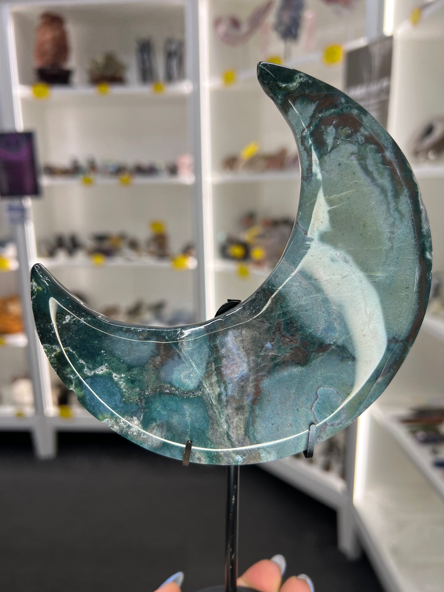 Ocean Jasper Moon on Stand